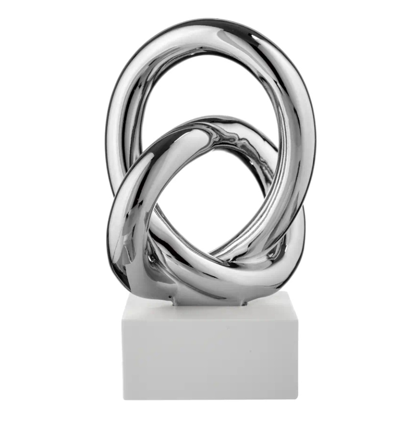 Nodo alto argento c/base bianca - H.15 cm - Bongelli